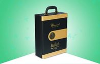 Ekskluzywne / szlachetne papierowe pudełka do pakowania, drewniane pudełko na wino z efektem złotego aksamitu