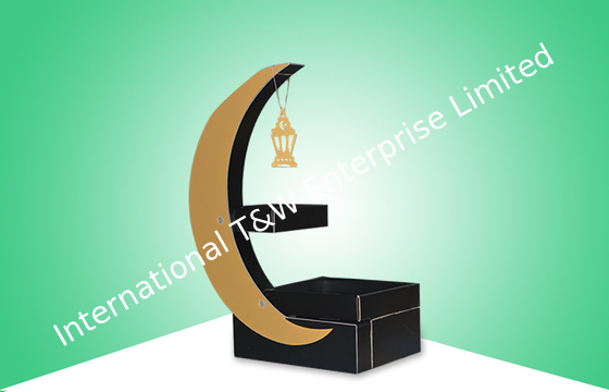 Dobra cena. Eye-catching Cardboard Display Moon Shape Model With Shelf for Selling Kids Candy w Internecie
