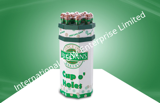 Dobra cena. 8 Faces  Recyclable Corrugated Cardboard Dump Bins Glossy / Matt PP Lamination For Cup Snacks w Internecie