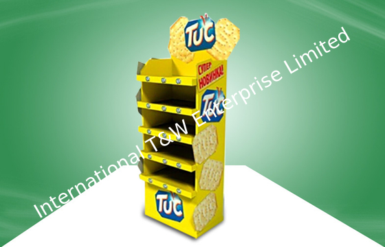 Dobra cena. Yellow CMYK Offset Printing POS Cardboard Display Stands With Five Shelf For Food w Internecie
