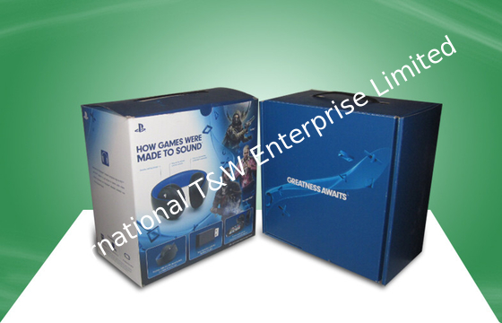 Dobra cena. Blue Strong Corrugated  Paper Packaging Boxes With Plastic Handle For Ear - phone w Internecie